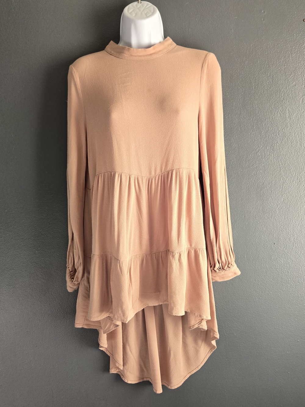 Mustard Seed Latte Pink Tiered Babydoll High Low Tunic Dress Small